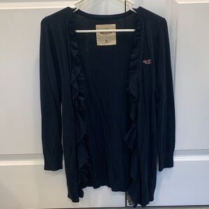 Hollister Dark Blue Ruffle Open Cardigan